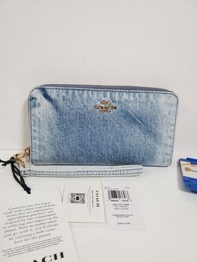 Coach Long Zip Around Wallet In Loved Denim CEC21 NWT